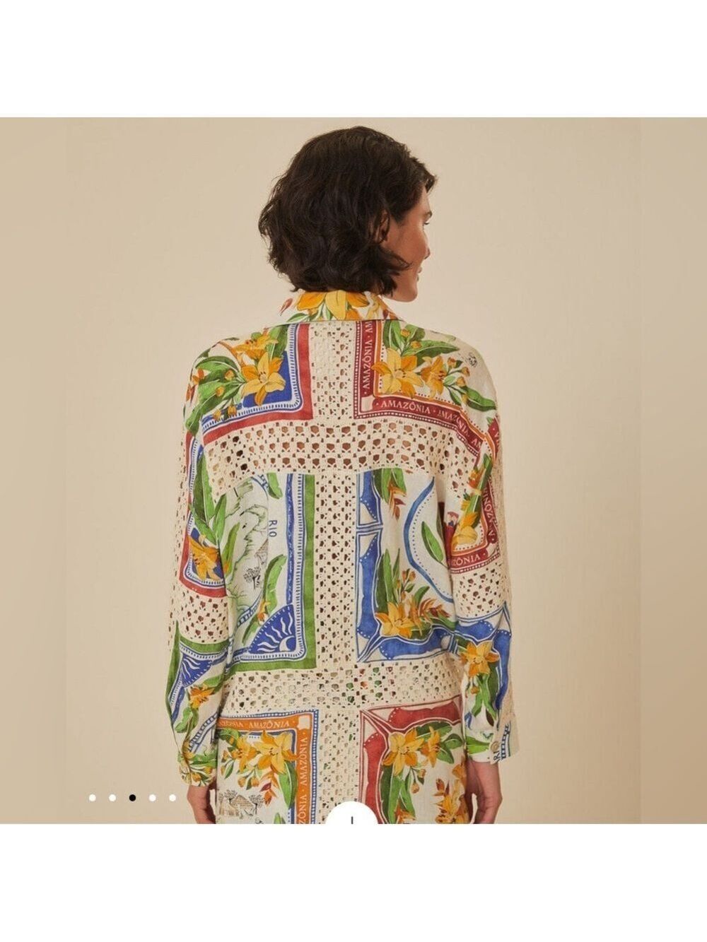 Farm Rio Tropical Destination Crochet Shirt - Picture 7 of 8